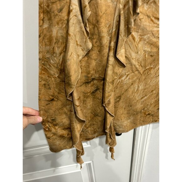 Mesmerize Ruffled Skirt Brown Sz Large Faux Suede Neutral Fall Boho Chic - Picture 6 of 11